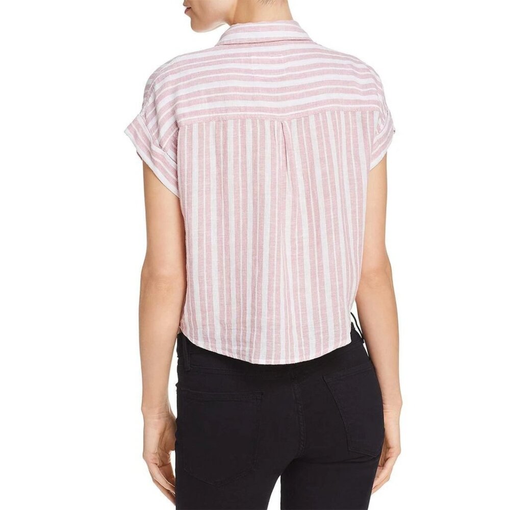 Rails Small Red, White Thea Linen Blend Stripe Sh… - image 8